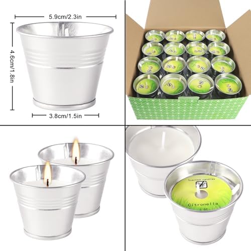 Outdoors Citronella Candles 32Pack - Garden Citronella Scented Candles, Long Burning, 2 oz Small Tin Candles Gift Sets for Home Patio Yard Indoors, Balcony, Camping BBQ & Summer Parties.