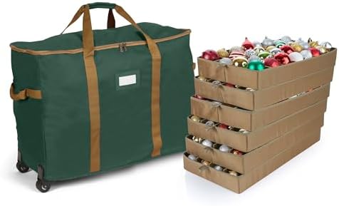 Covermates Rolling Adjustable Ornament Storage Bag, 25.5"W x 13"D x 18.5"H