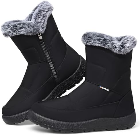 SHIBEVER Women's Winter Snow Boots: Waterproof Fur-Lined Ankle Booties
