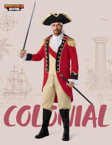 Spooktacular Creations Men's Red George Washington Costume, Colonial Costume Adult for Men, Historical Outfit for Cos