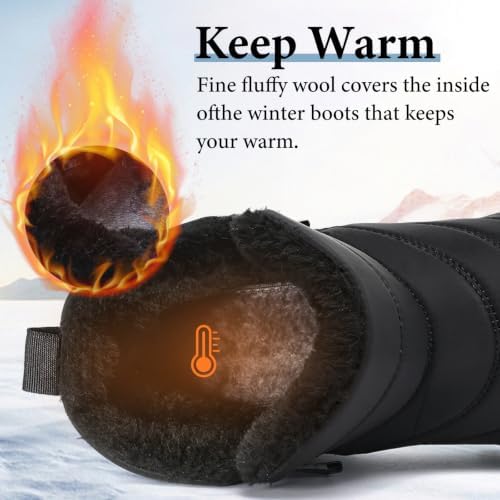Hanani Mens Winter Snow Boots Fur Lined Warm Ankle Boots Zipper Closure Waterproof Outdoor Boots Men's Lightweight Comfortable Shoes