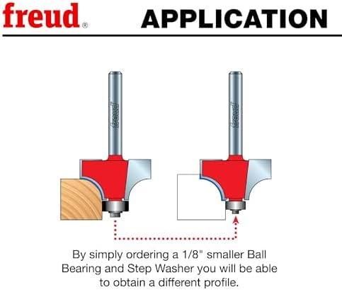 Freud Quadra-Cut Radius Rounding Over Bit with Perma-Shield Coating for Flawless Finish - 4 Cutters, 1/2" Shank Dia., 1/2" Radius, 2-3/4" Length - 34-126