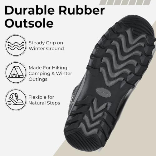 Mishansha Men's Waterproof Snow Boots, Insulated Winter Hiking Boots