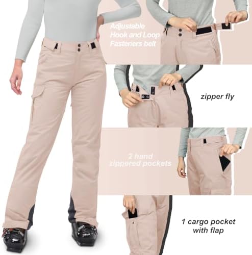 33,000ft Women's Insulated Snow Pants Waterproof Ski with Boot Gaiters