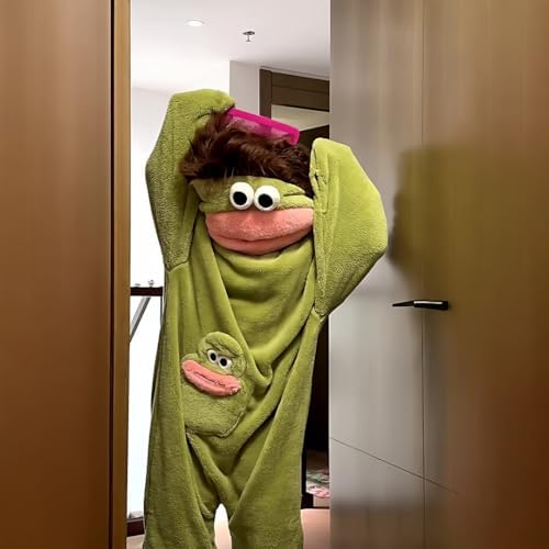 Adult Big Mouth Monster Onesie with Giant Comb, Funny Halloween Cosplay Outfit for Christmas Party Sleepwea