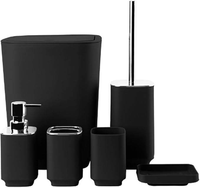 Mouthwash Cup Toothbrush Holder Trash Can Toilet Brush Bathroom Storage Toiletry Set