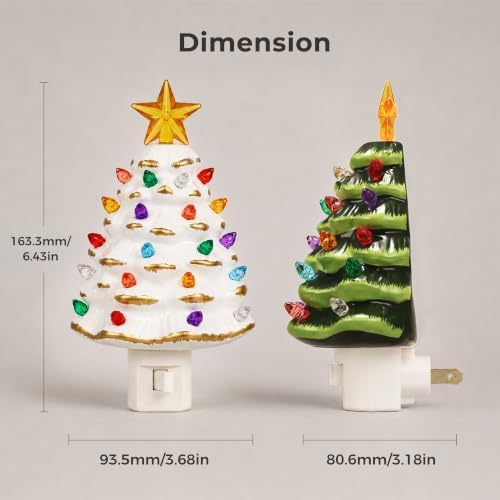 L LOHAS LED Christmas Tree Night Light, Ceramic Night Lights for Kids