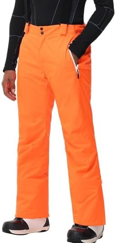 Men's Insulated Snow Pants Waterproof Ski Pant for Winter Hiking Bottom Leg Zipper Outdoor Pants Zipper Pockets