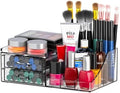 Acrylic Small Makeup Organizer with Drawers,Clear Skincare Organizer for Vanity,Dresser,Bathroom Countertop,Cute Cosmetic Organizer for Lip Gloss,Makeup Brush,Beauty,Skin Care and Cosmetic Storage