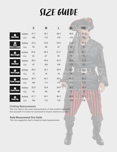 Spooktacular Creations Men Pirate Costume, Adult Pirate Shirt Vest Viking Pants Hat Set for Halloween Themed Parties