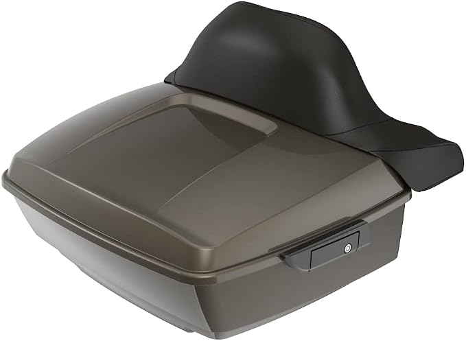 Advanblack Road Glide Tour Trunk Pack River Rock Gray King Tour Trunk Pack Luggage +Wrap-Around Backrest Pad for '97-'25 Harley Touring Road King Street Glide Electra Glide CVO Models
