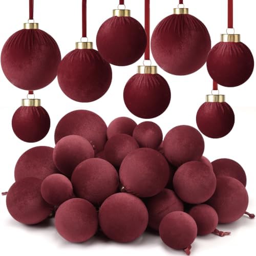 ZenNex 48Pcs Velvet Christmas Balls, Flocked Shatterproof Tree Ornaments