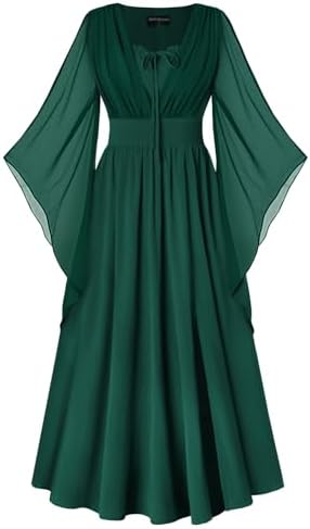 Scarlet Darkness Renaissance Costume Women Pirate Medieval Maxi Dress