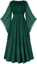 Scarlet Darkness Renaissance Costume Women Pirate Medieval Maxi Dress
