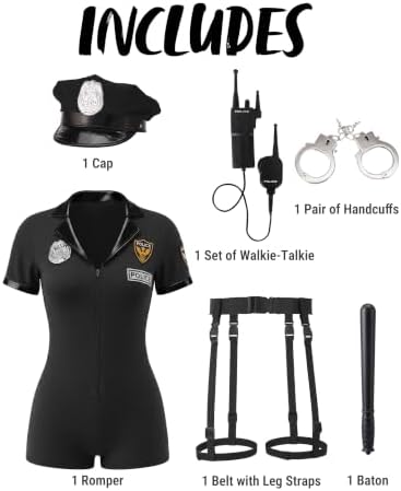 Spooktacular Creations 6 Pcs Women Police Costume, Halloween Cop Costume Women for Adult Halloween Cosplay Party Events