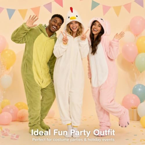 Snug Fit Unisex Adult Onesie Pajamas, Flannel Cosplay Animal One Piece Halloween Costume Sleepwear Homewear