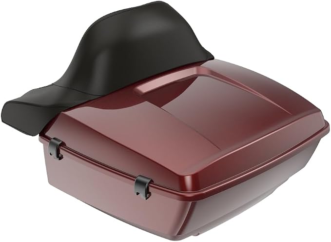 Advanblack Road Glide Tour Trunk Pack Stiletto Red King Tour Trunk Pack Luggage +Wrap-Around Backrest Pad for '97-'25 Harley Touring Road King Street Glide Electra Glide CVO models