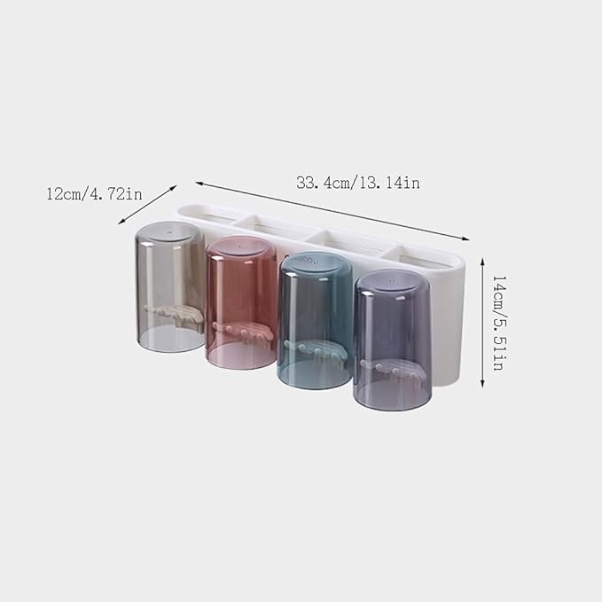 Toothbrush Rack Adhesive Toothbrush Holder Resin Toothpaste Holder Multifunctional Bathroom Storage Rack Can Hold Cosmetic Shavers Bathroom Toothbrush Holder(L33.4cm)