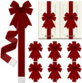Daifunli 6 Pcs Burgundy Velvet Christmas Cabinet Bows Ribbons for Kitchen