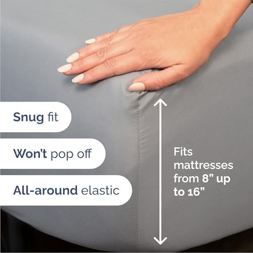 Queen Size 4 Piece Sheet Set - Breathable & Cooling Sheets - Steel Blue