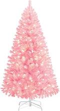 Yaheetech 4.5ft Pre-lit Christmas Tree with 150 Warm White Lights, Pink