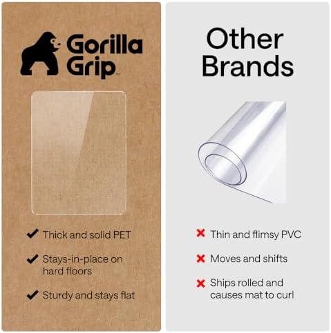 GORILLA GRIP Office Chair Mat for Carpet Floors, Heavy Duty, 32x48 Clear