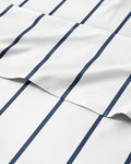 Cal King 4 Piece Striped Sheet Set - Breathable & Cooling - Navy Stripe