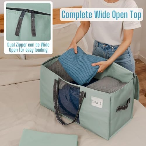 VENO Moving Bags, Wide Open Top, Clear Window, Light Green, 4 Pack
