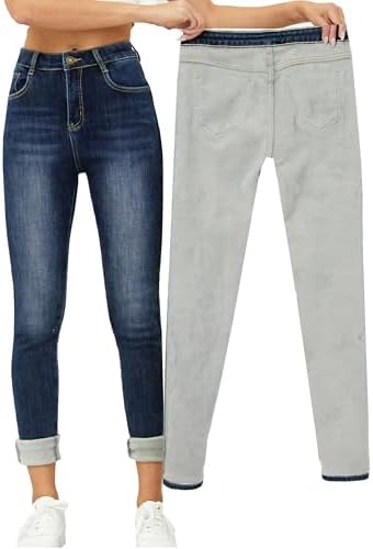 Yehopere Women's Winter Fleece Lined Jeans Slim Fit Warm Skinny High Waist Denim Jean