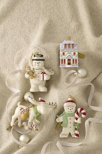 Lenox 2026 Snowman with Teddy Bear Ornament