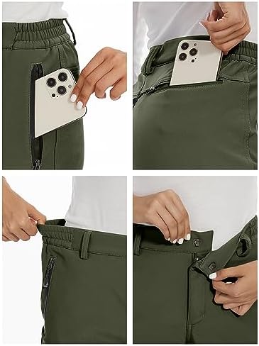 MAGCOMSEN Women's Fleece Lined Waterproof Insulated Snow Ski Pants Winter Warm Hiking Pants Outdoor Softshell