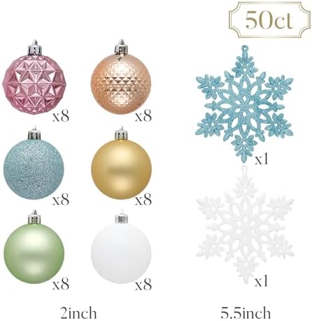 Valery Madelyn 50ct Christmas Tree Decorations Ball Ornaments 2 Inches