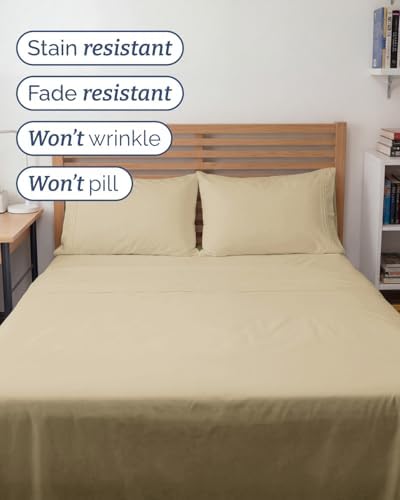 Full XL Sheets - 4 Piece Full XL Sheet Set - Breathable & Cooling - Beige