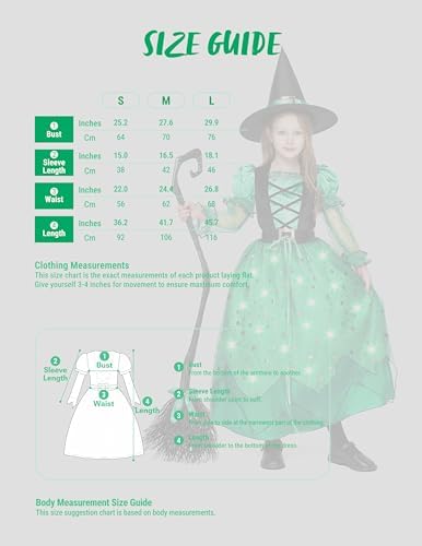 Spooktacular Creations Girls Witch Costume, Light up Witch Costume Kids, Starry Dress for Child Halloween Role Play Parties