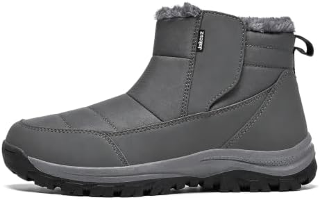 Jakcuz Plus Size Men's Water Resistant Winter Snow Boots with Warm Faux Fur