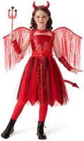 Spooktacular Creations Halloween Devil Costume Kids, Red Devil Costume for Girls for Child Halloween Cosplay Themed Parties