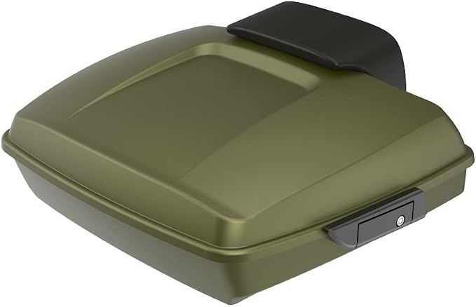Advanblack Road Glide Tour Trunk Pack Mineral Green Denim Razor Tour Trunk Pack Backrest Pad for '97-'25 Harley Touring Road King Street Glide Electra Glide CVO models