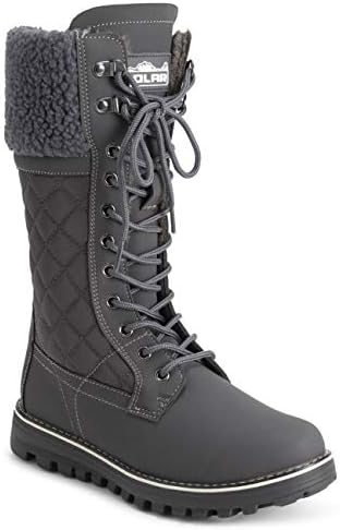 POLAR Womens Faux Fur Warm Thermal Waterproof Outdoor Walking Snow Winter Rubber Sole Calf Boots