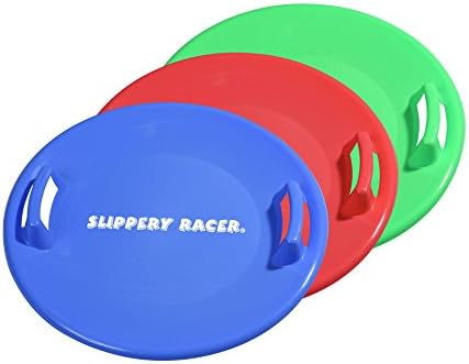 Slippery Racer Heavy-Duty Cold Resistant Downhill Pro Adults and Kids Plastic Outdoor Winter Saucer Disc Snow Sled with Handles