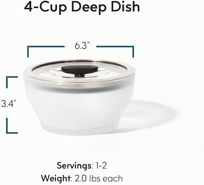 Anyday 4-Cup Microwave Cookware, Glass Container, Lid (Black Sesame) | Deep Food Storage, Stackable Airtight Steamer with Vented Lid for Microwave-Safe Reheating, Steaming Vegetables and Rice