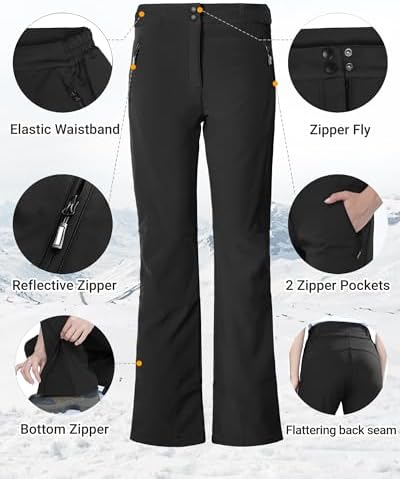 Outdoor Ventures Fleece Lined Waterproof Pants Women Ski Snow Hiking Warm