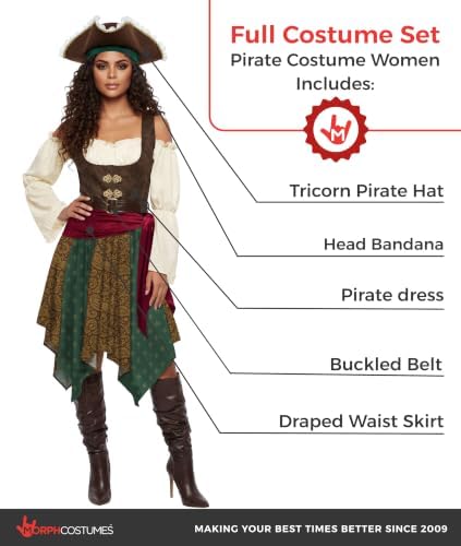 Morph Pirate Costume Women, Boho Pirate Dress, Women Halloween Costume