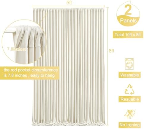 Beige Backdrop Curtain for Wedding Parties Wrinkle Free Beige Photo Curtains Backdrop Drapes Fabric Decoration for Baby Shower Photoshoot 5ft x 8ft,2 Panels