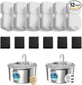 Cat Water Fountain Filters: 12 Cat Fountain Filter Replacement - 3 Months Set of Replacement Filters for ATMZIQXR Pet Fountains S18 - Contains 6 Carbon Filters + 6 Sponges Filters