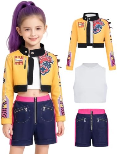 Kids Golden Pop Singer Costume Girls Halloween Costumes Outfit & Accessory