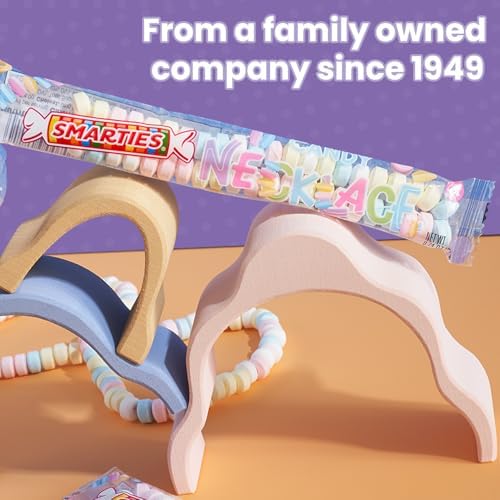 Smarties Candy Necklace - Bulk Candy Individually Wrapped - Gluten Free & Vegan, Fruit Flavored, Hard Candy on Stretch String - Perfect Party Favors, Birthdays & Halloween Hard Candy Tub - 36 Count