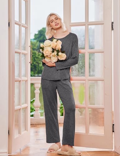 Ekouaer 2 Pack Womens Pajama Sets Long Sleeve Long Pants Pjs Loungewear