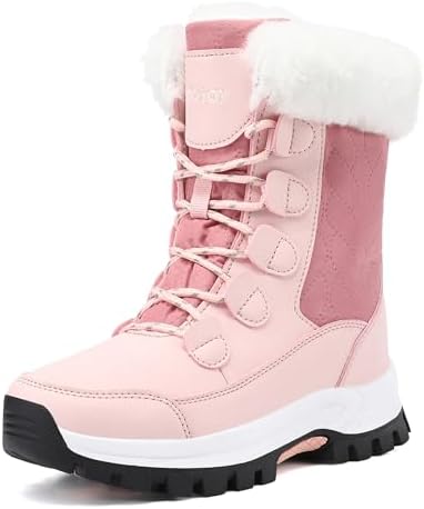 COOJOY Womens Waterproof Winter Snow Boots Warm Shoes Furry Mid Calf Lightweight Walking Hiking Booties