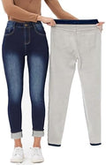 Yehopere Women's Winter Fleece Lined Jeans Slim Fit Warm Skinny High Waist Denim Jean