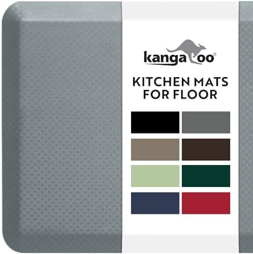 KANGAROO Cushioned Anti Fatigue Kitchen Mats for Floor, 24x70 Grey